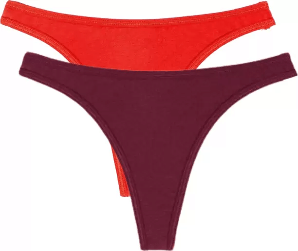 Bebron Pack of 4 Cotton Lycra Thongs For Women ( Multi Color )