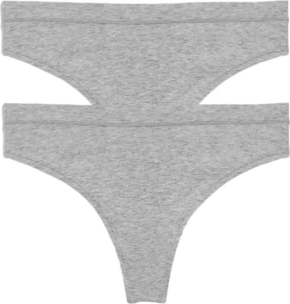     			Bebron Pack of 2 Cotton Lycra Thongs For Women ( Light Grey )