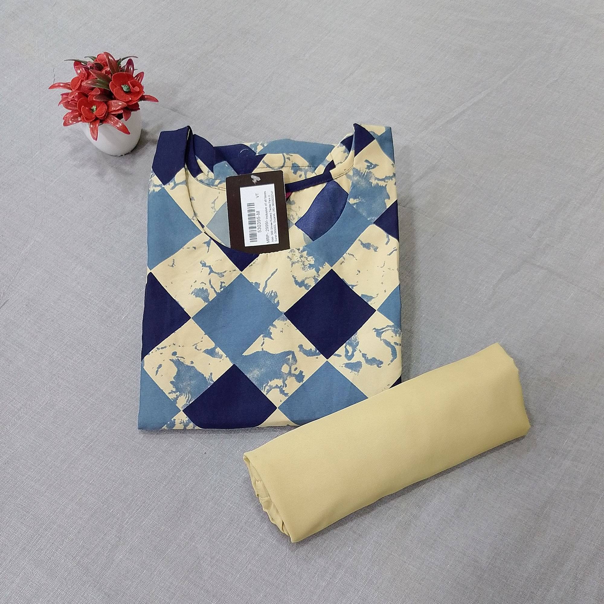 Ethnicbasket Crepe Printed Kurti With Pants Women's Stitched Salwar Suit - Multicoloured ( Pack of 1 ) Ethnicbasket Crepe Printed Kurti With Pants Women's Stitched Salwar Suit - Multicoloured ( Pack of 1 )