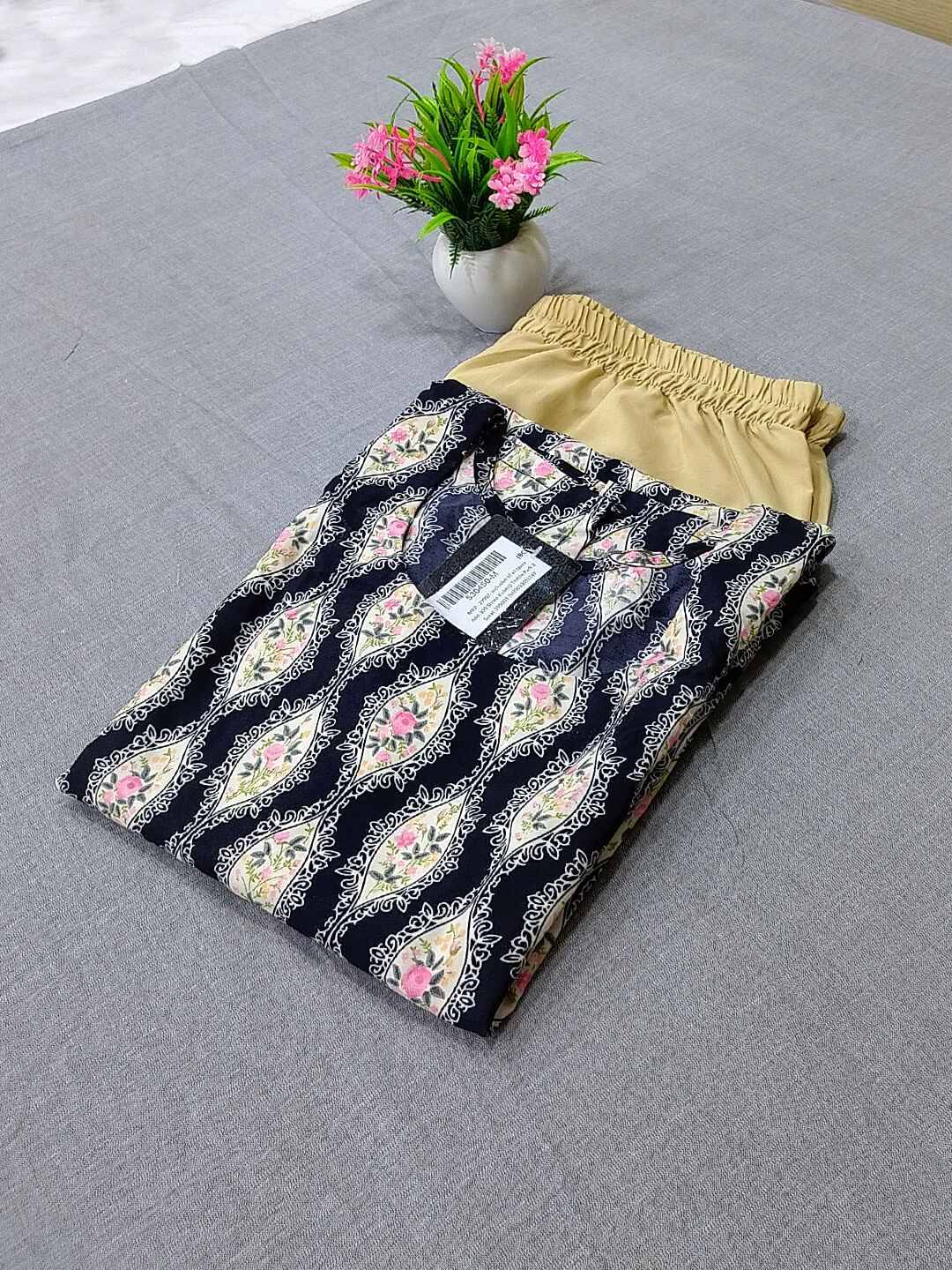 Ethnicbasket Crepe Printed Kurti With Pants Women's Stitched Salwar Suit - Black ( Pack of 1 )     			Ethnicbasket Crepe Printed Kurti With Pants Women's Stitched Salwar Suit - Black ( Pack of 1 )