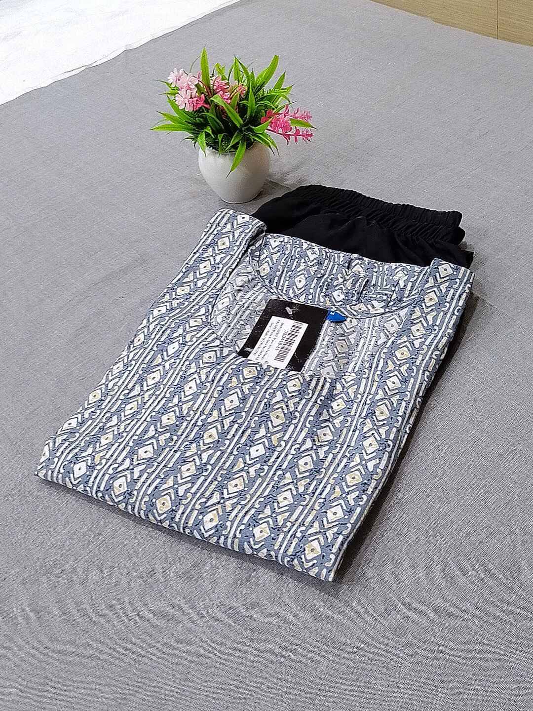 Ethnicbasket Crepe Printed Kurti With Pants Women's Stitched Salwar Suit - White ( Pack of 1 )     			Ethnicbasket Crepe Printed Kurti With Pants Women's Stitched Salwar Suit - White ( Pack of 1 )