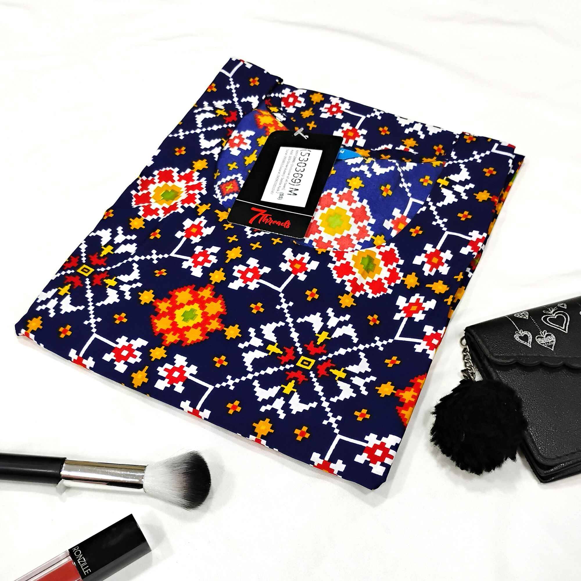     			Ethnicbasket Pack of 1 Crepe Printed Straight Women's Kurti - ( Multicoloured )