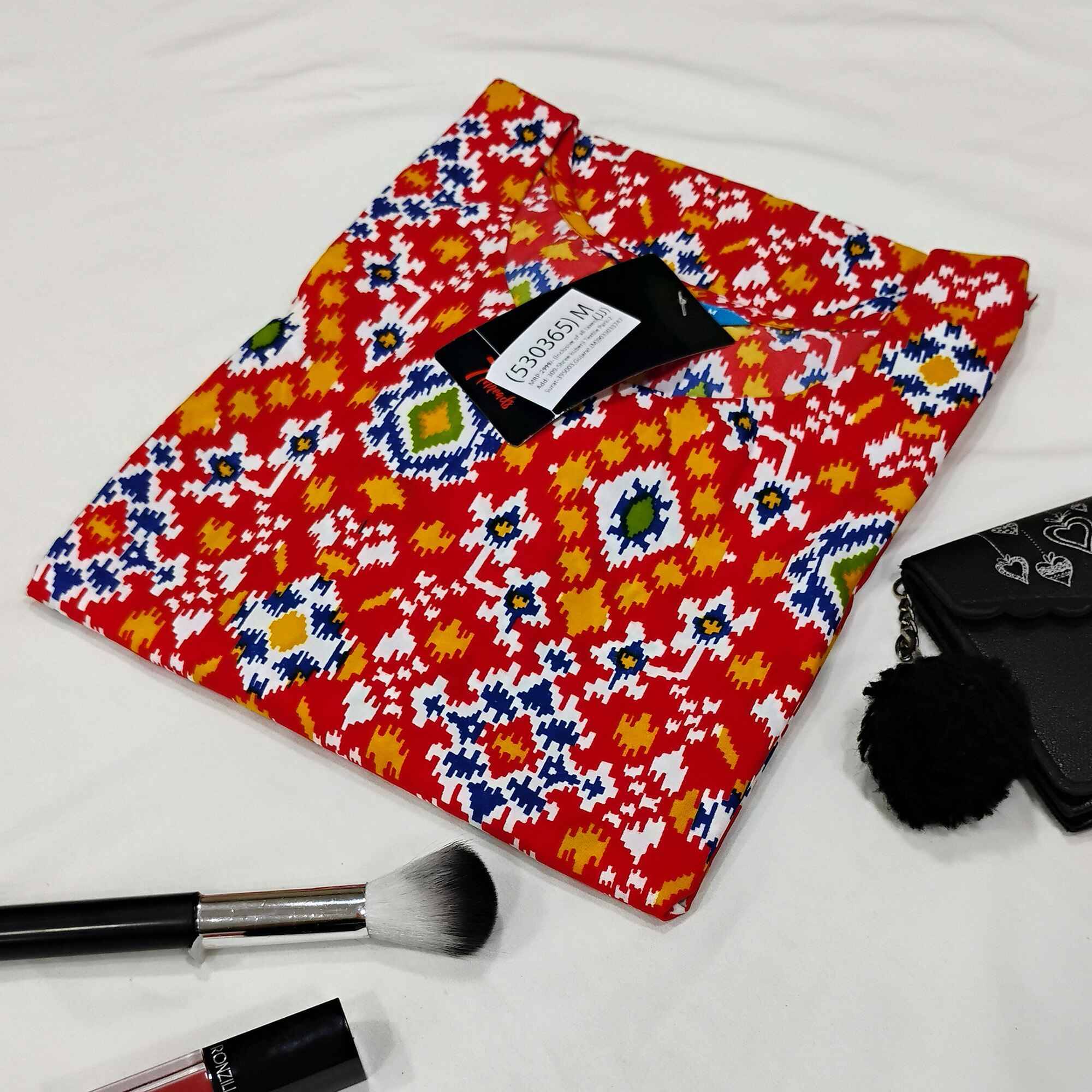 Ethnicbasket Pack of 1 Crepe Printed Straight Women's Kurti - ( Multicolor ) Ethnicbasket Pack of 1 Crepe Printed Straight Women's Kurti - ( Multicolor )