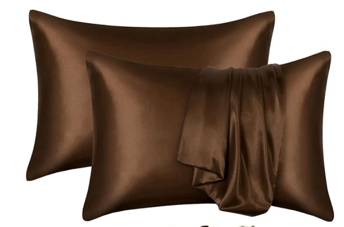     			Finesse Decor - Pack of 2 Satin Solid King Size Pillow Cover ( 71.12 cm(28) x 45.72 cm(18) ) - Brown