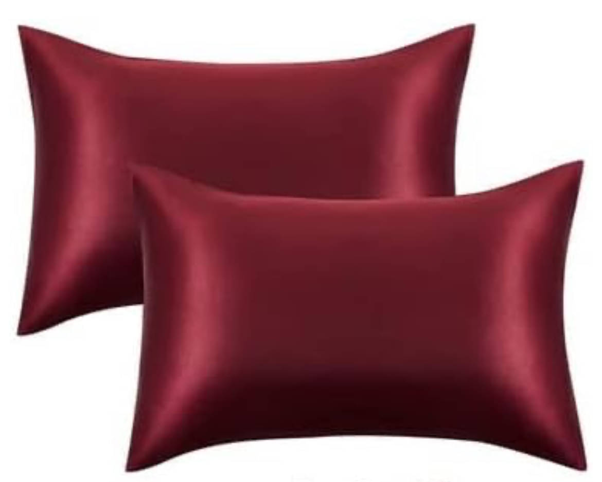 Finesse Decor - Pack of 2 Satin Solid King Size Pillow Cover ( 71.12 cm(28) x 45.72 cm(18) ) - Maroon Finesse Decor - Pack of 2 Satin Solid King Size Pillow Cover ( 71.12 cm(28) x 45.72 cm(18) ) - Maroon