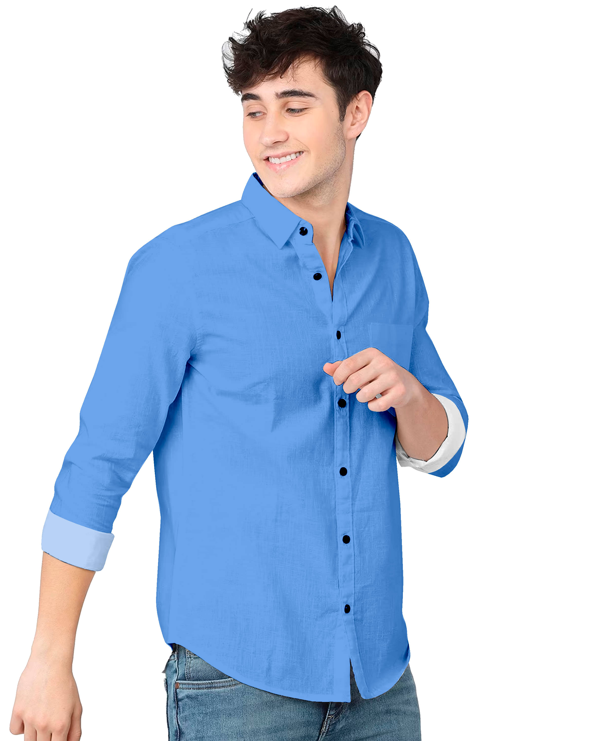     			HASINI FASHION Cotton Blend Regular Fit Full Sleeves Men's Formal Shirt - Light Blue ( Pack of 1 )