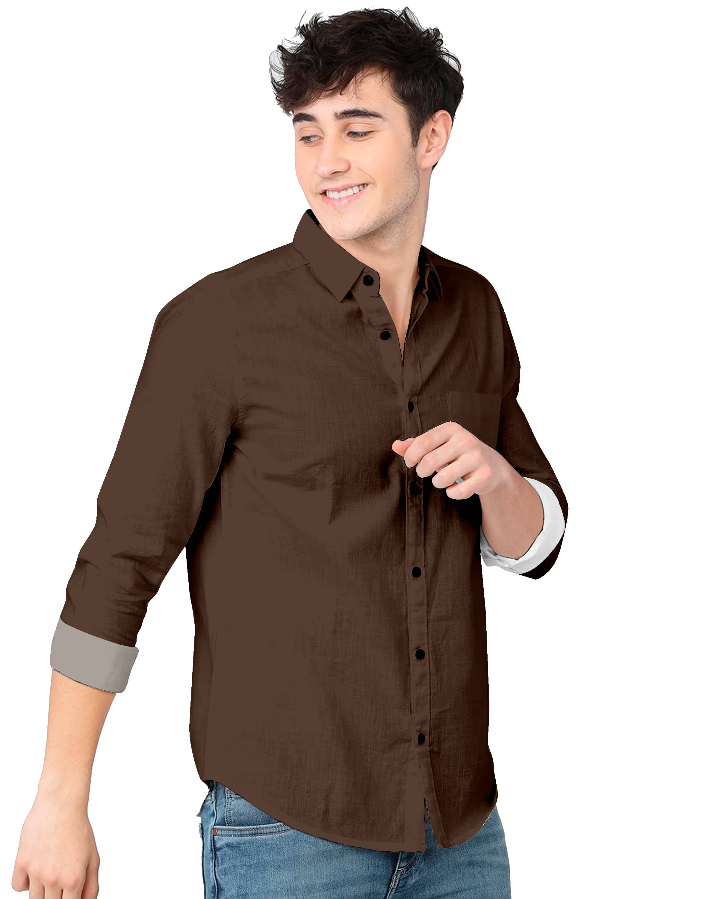     			HASINI FASHION Cotton Blend Regular Fit Full Sleeves Men's Formal Shirt - Brown ( Pack of 1 )