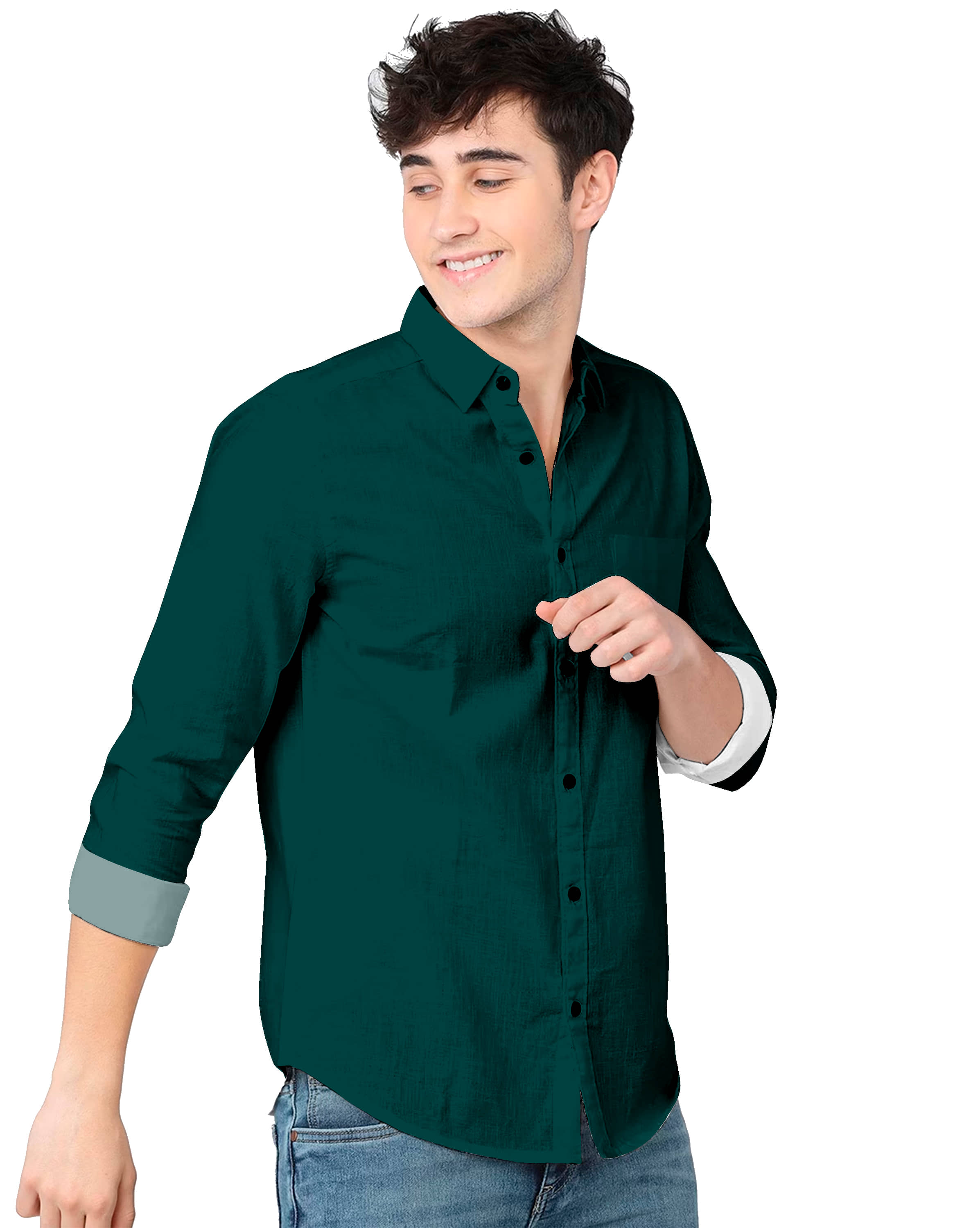HASINI FASHION Cotton Blend Regular Fit Full Sleeves Men's Formal Shirt - Green ( Pack of 1 )