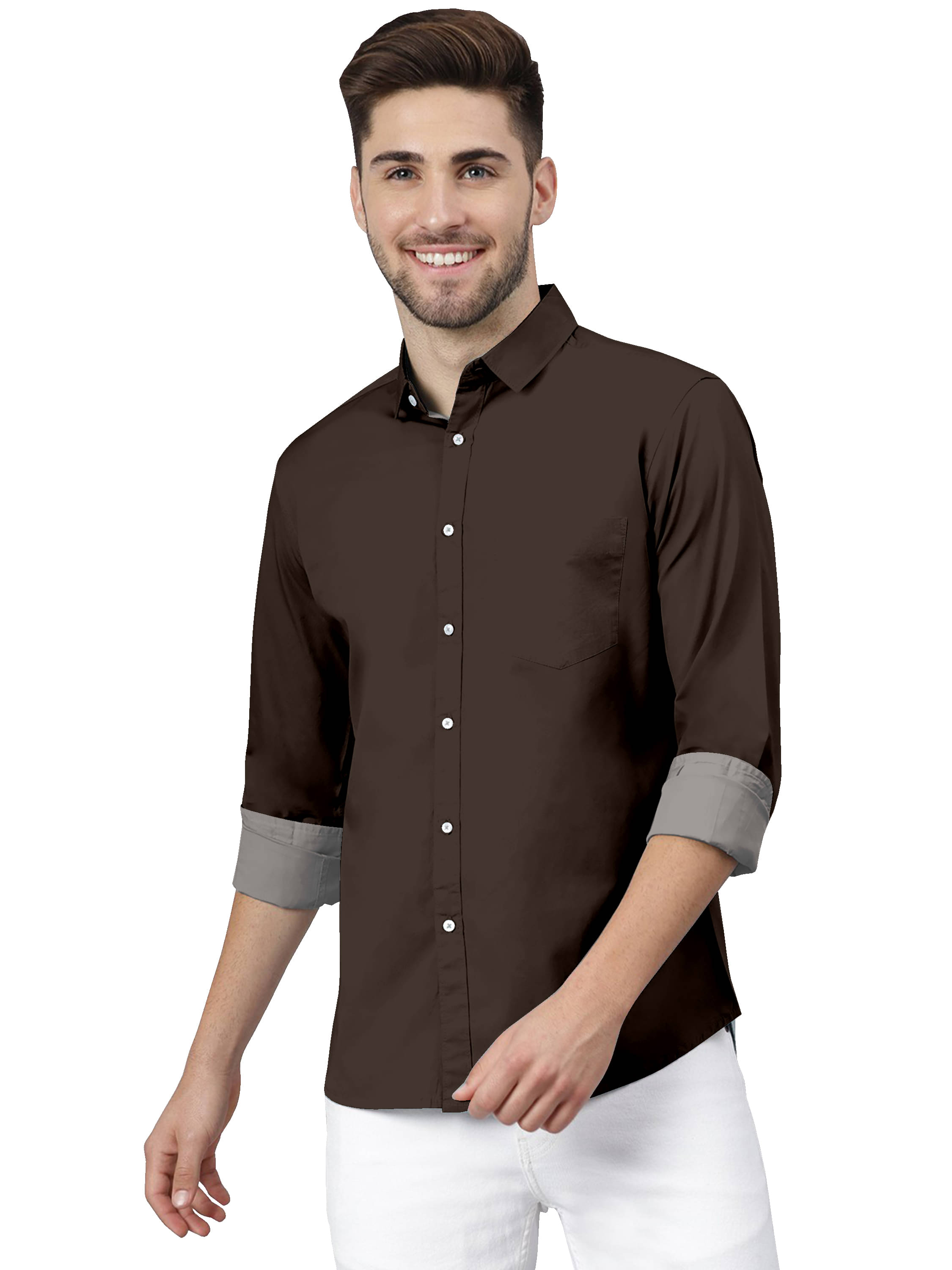 HASINI FASHION Cotton Blend Regular Fit Full Sleeves Men's Formal Shirt - Brown ( Pack of 1 ) HASINI FASHION Cotton Blend Regular Fit Full Sleeves Men's Formal Shirt - Brown ( Pack of 1 )