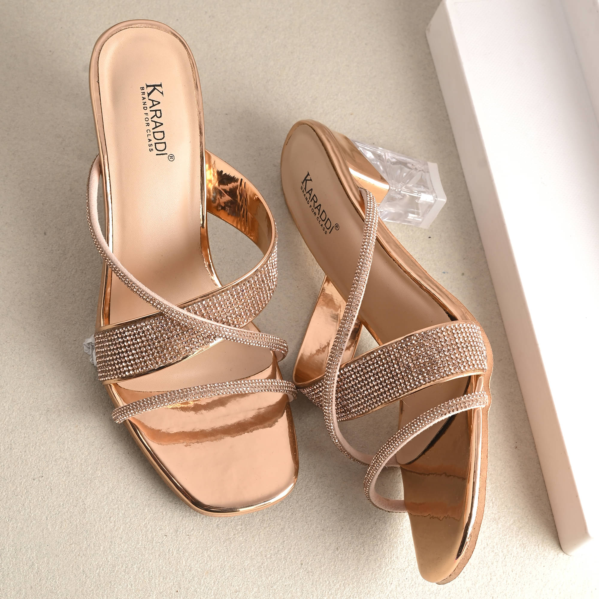 KARADDI Gold Women's Slip On Heels     			KARADDI Gold Women's Slip On Heels