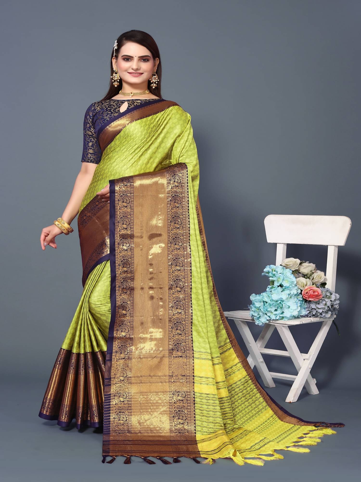     			KV Fashion Silk Solid Saree With Unstitched Blouse Piece ( Mint Green )