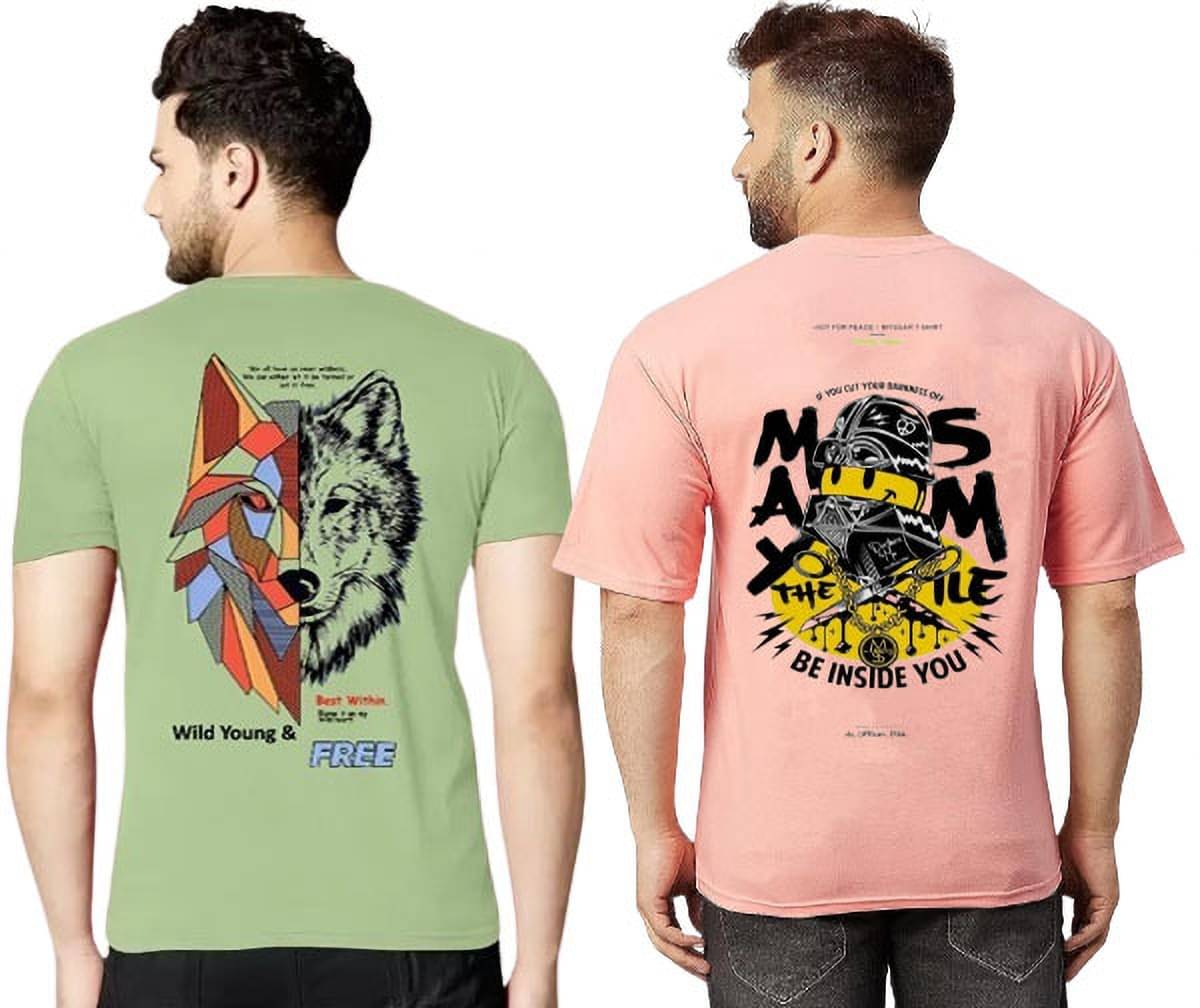 Kintu Parantu Polyester Regular Fit Printed Half Sleeves Men's Round T-Shirt - Multicolor2 ( Pack of 2 ) Kintu Parantu Polyester Regular Fit Printed Half Sleeves Men's Round T-Shirt - Multicolor2 ( Pack of 2 )