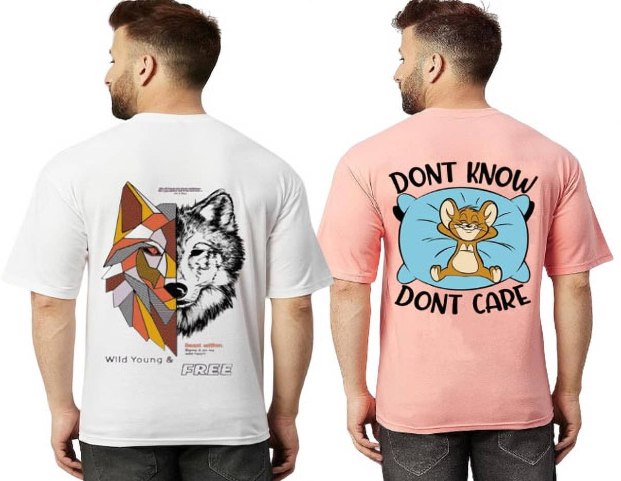     			Kintu Parantu Polyester Regular Fit Printed Half Sleeves Men's Round T-Shirt - Multicolor12 ( Pack of 2 )