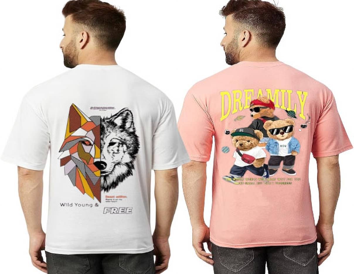 Kintu Parantu Polyester Regular Fit Printed Half Sleeves Men's Round T-Shirt - Multicolor6 ( Pack of 2 ) Kintu Parantu Polyester Regular Fit Printed Half Sleeves Men's Round T-Shirt - Multicolor6 ( Pack of 2 )