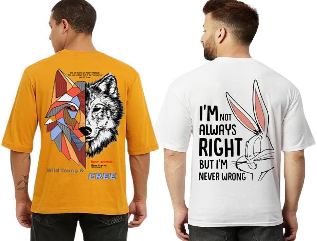 Kintu Parantu Polyester Regular Fit Printed Half Sleeves Men's Round T-Shirt - Multicolor6 ( Pack of 2 ) Kintu Parantu Polyester Regular Fit Printed Half Sleeves Men's Round T-Shirt - Multicolor6 ( Pack of 2 )