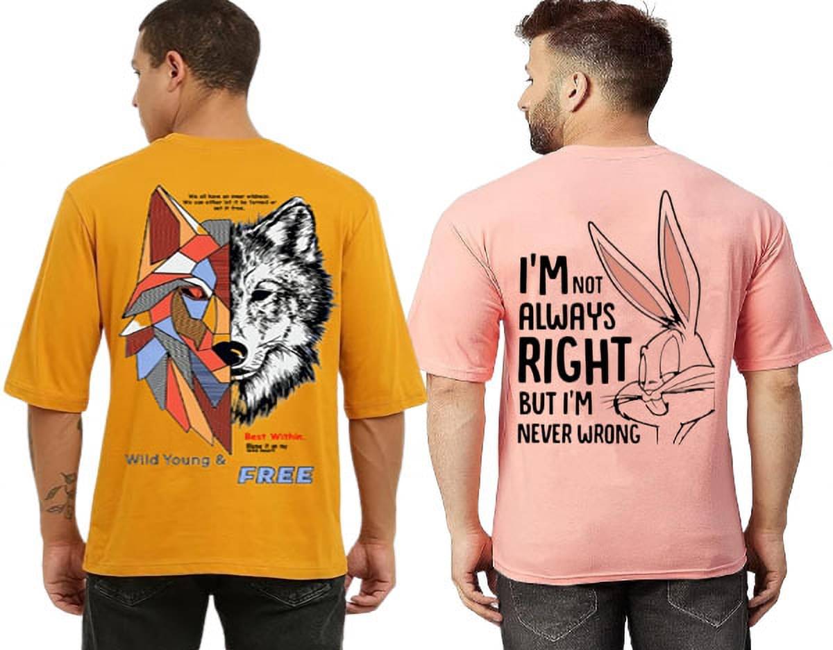     			Kintu Parantu Polyester Regular Fit Printed Half Sleeves Men's Round T-Shirt - Multicolor5 ( Pack of 2 )