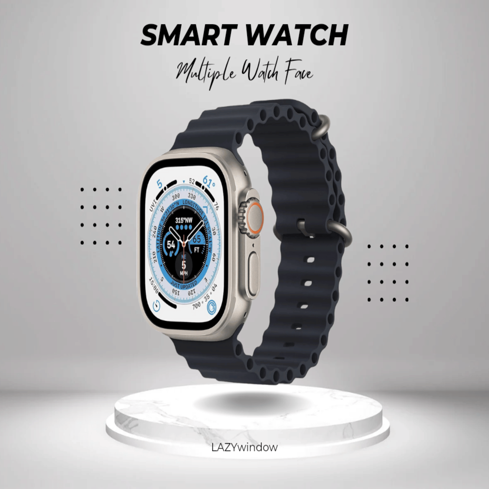     			LAZYWINDOW AMOLED BT Calling Smart Watch with Rubber Strap Upto 1-2 days Backup ( Silver )