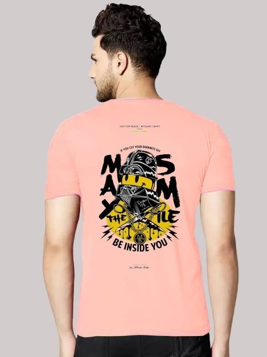 Lecowar Polyester Regular Fit Printed Half Sleeves Men's Round T-Shirt - Peach ( Pack of 1 ) Lecowar Polyester Regular Fit Printed Half Sleeves Men's Round T-Shirt - Peach ( Pack of 1 )