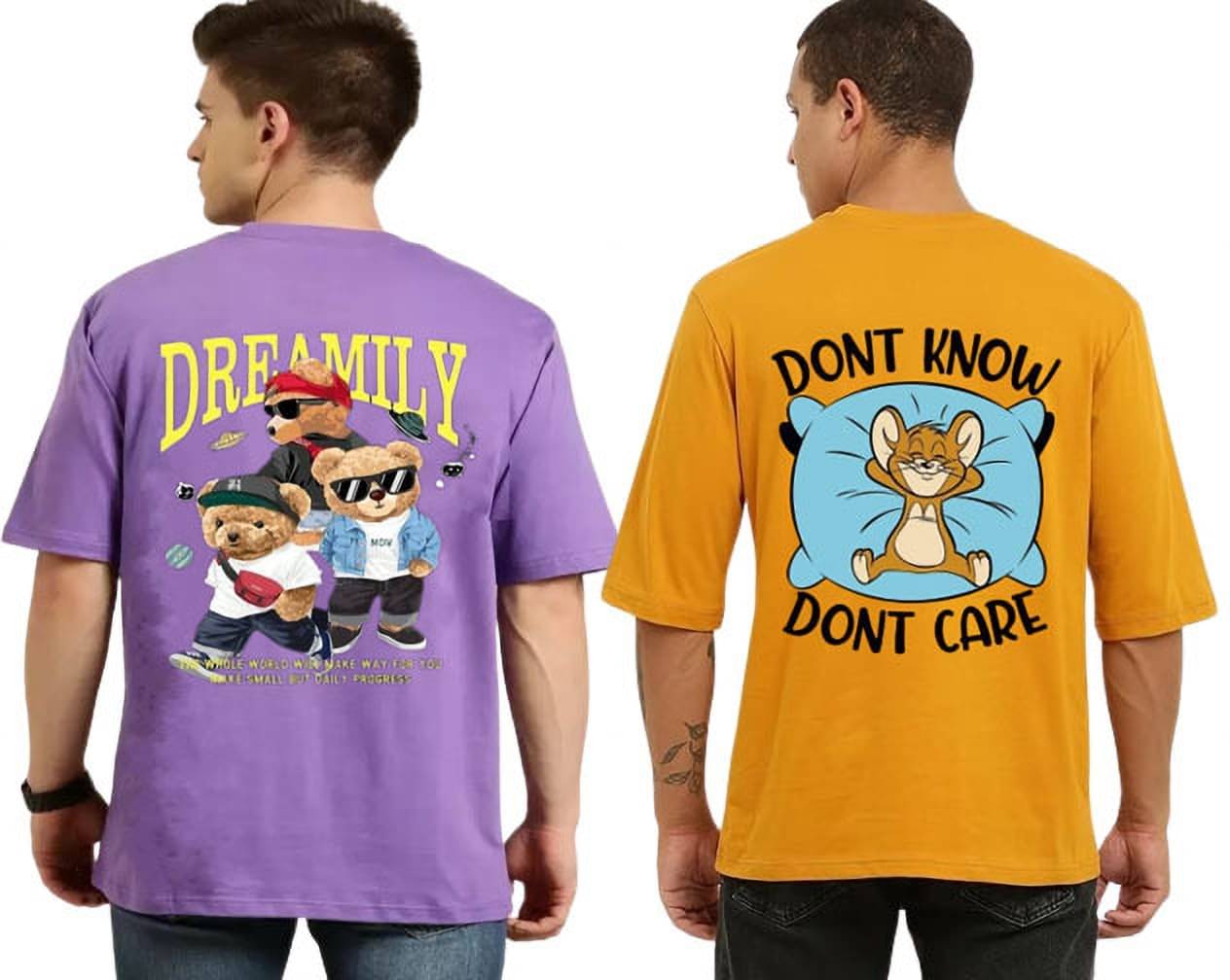 Lecowar Polyester Regular Fit Printed Half Sleeves Men's Round T-Shirt - Multicolor7 ( Pack of 2 ) Lecowar Polyester Regular Fit Printed Half Sleeves Men's Round T-Shirt - Multicolor7 ( Pack of 2 )