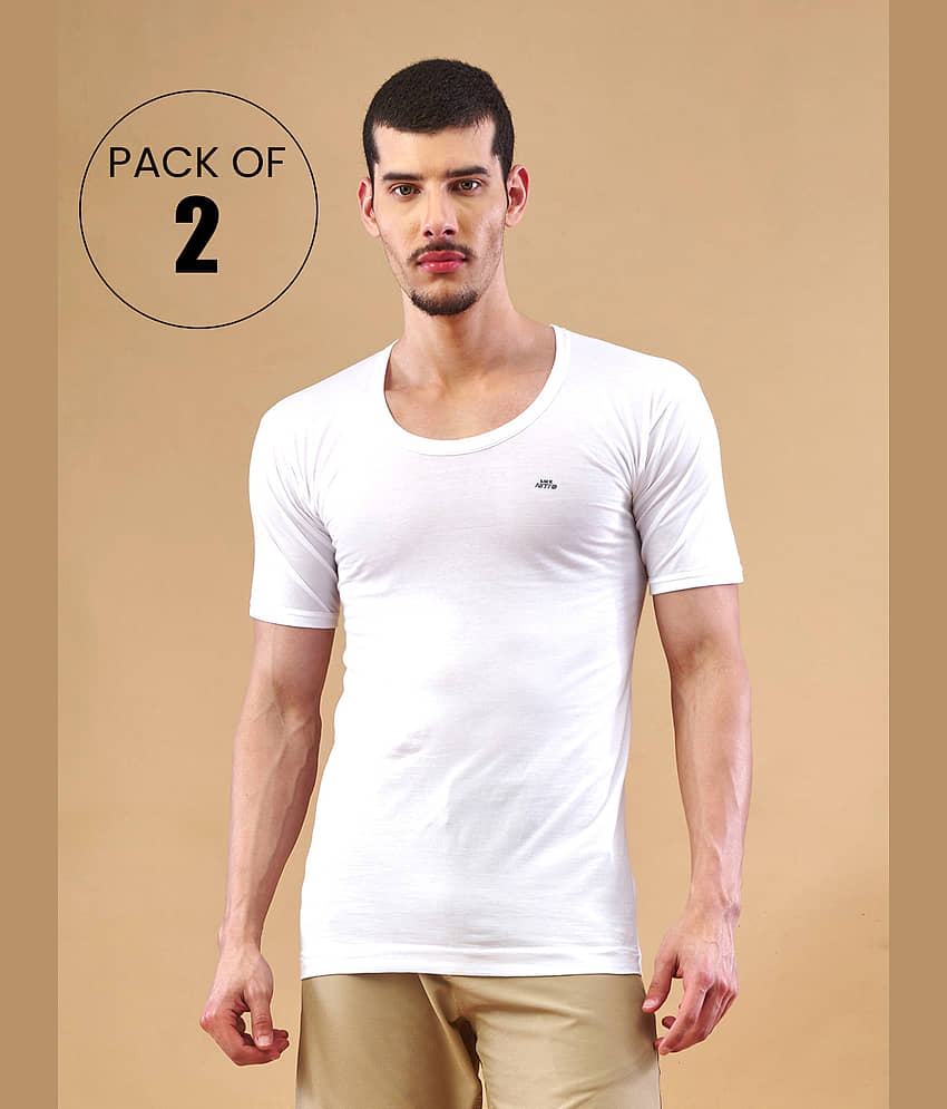Lux Nitro Pack of 2 Cotton Basic Vest For Men ( White ) - Nightwear & Loungewear | Buy online on ZillyBuy