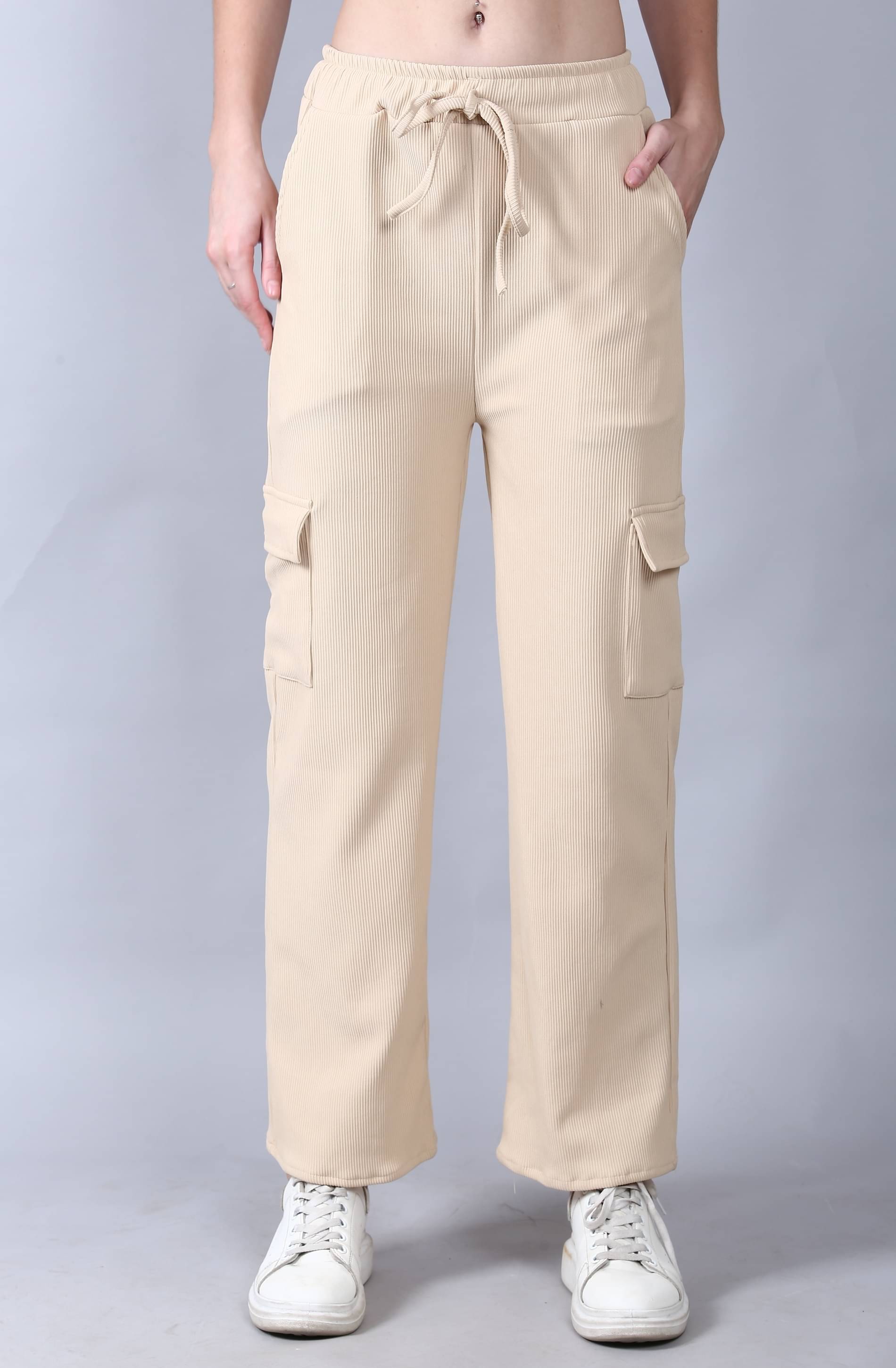     			MISS MEBINO Pack of 1 Lycra Straight Women's Cargo Pants ( Beige )
