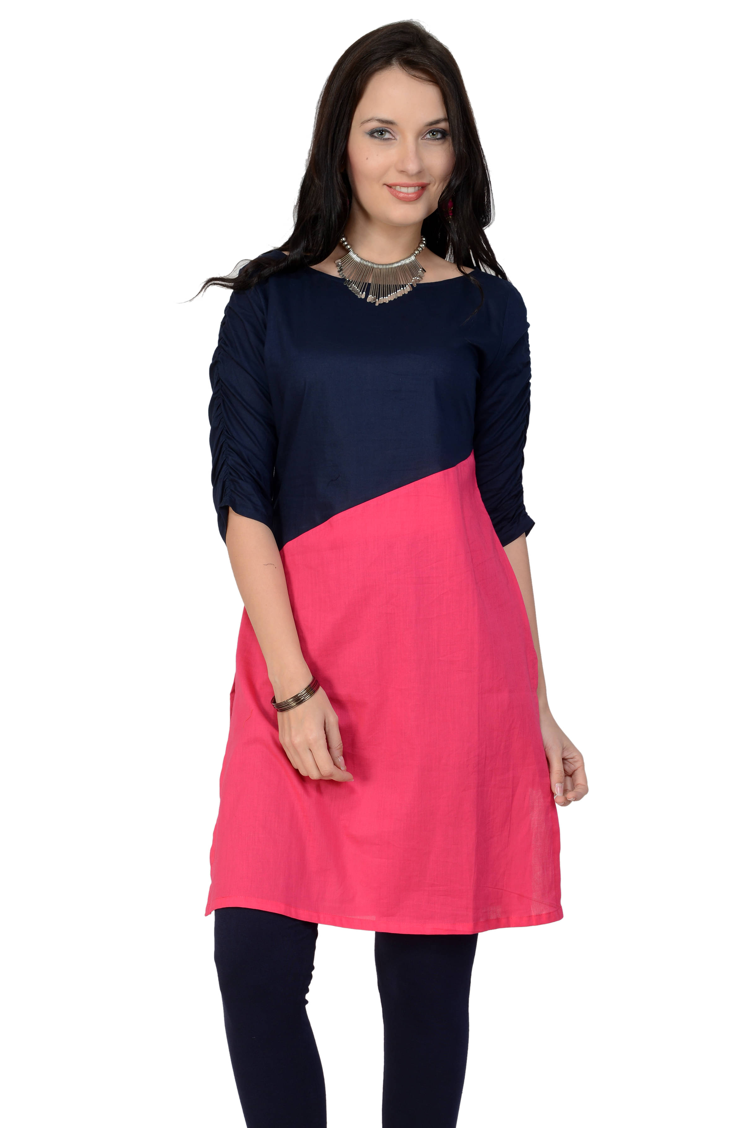 Pannkh Pack of 1 Cotton Solid Asymmetrical Women's Kurti - ( Pink ) Pannkh Pack of 1 Cotton Solid Asymmetrical Women's Kurti - ( Pink )