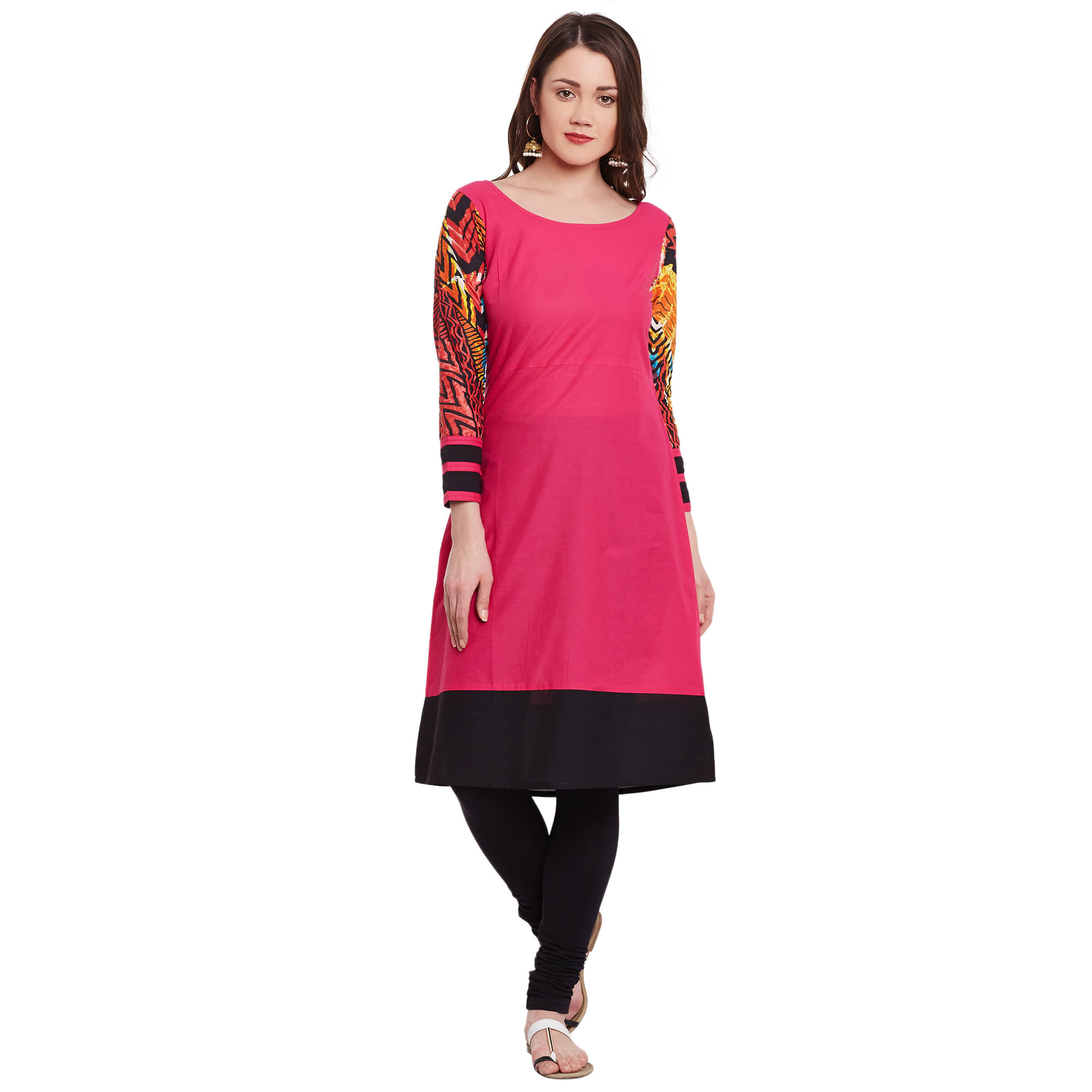 Pannkh Pack of 1 Cotton Printed Asymmetrical Women's Kurti - ( Pink ) Pannkh Pack of 1 Cotton Printed Asymmetrical Women's Kurti - ( Pink )