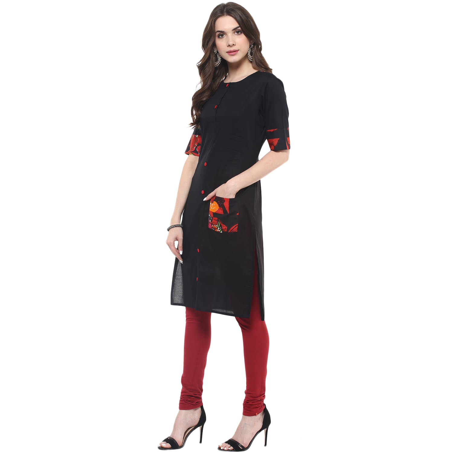 Pannkh Pack of 1 Cotton Solid Asymmetrical Women's Kurti - ( Black ) Pannkh Pack of 1 Cotton Solid Asymmetrical Women's Kurti - ( Black )
