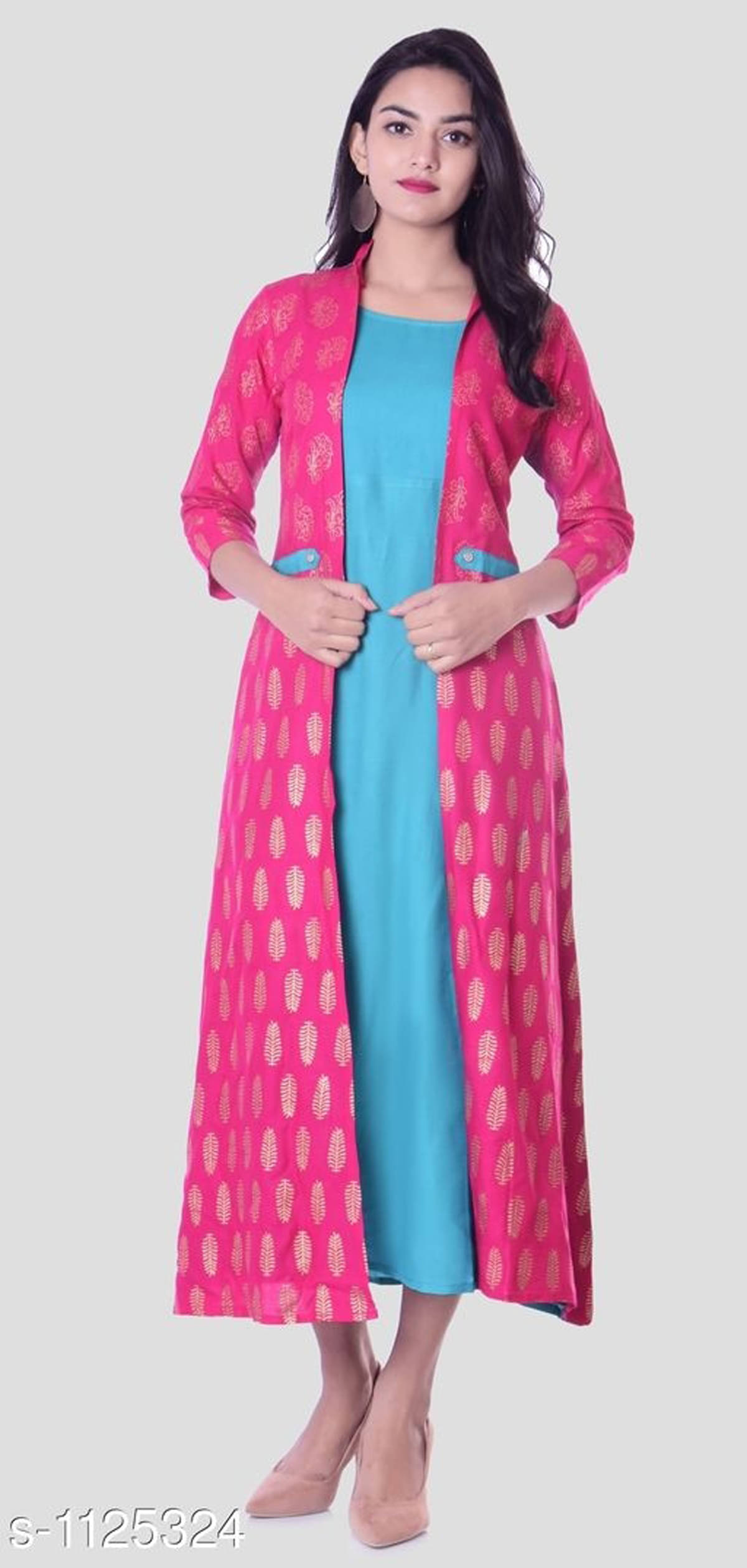     			SHREE JEE FABRICS Pack of 1 Rayon Printed A-line Women's Kurti - ( Magenta )