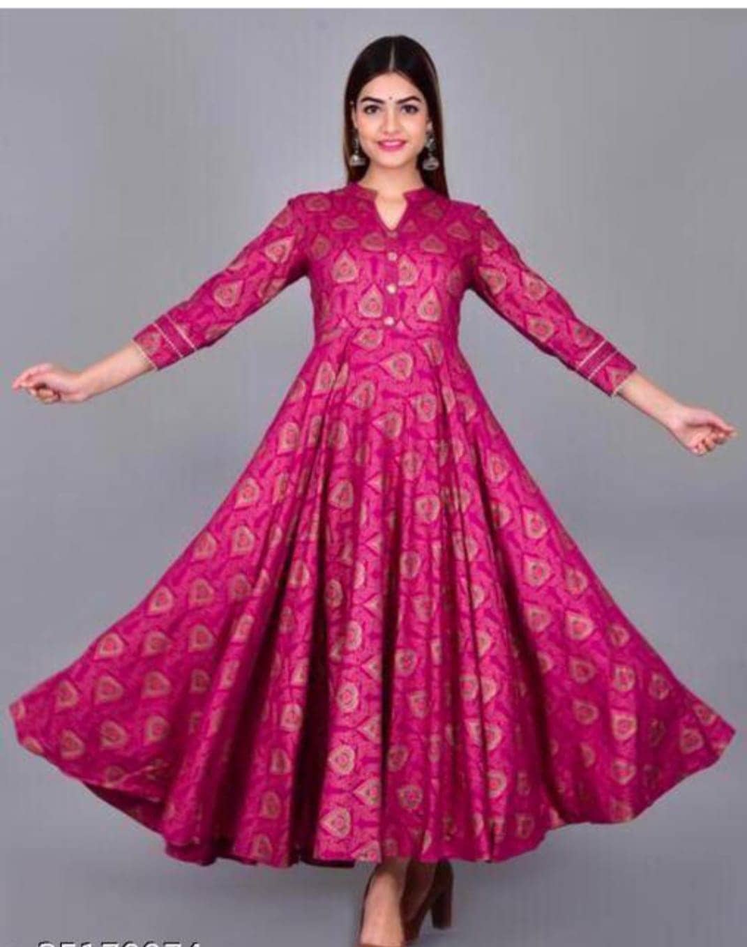 Shree Jee Fashion Pack of 1 Rayon Printed Anarkali Women's Kurti - ( Magenta ) - Kurtis, Tunics | Buy online on ZillyBuy