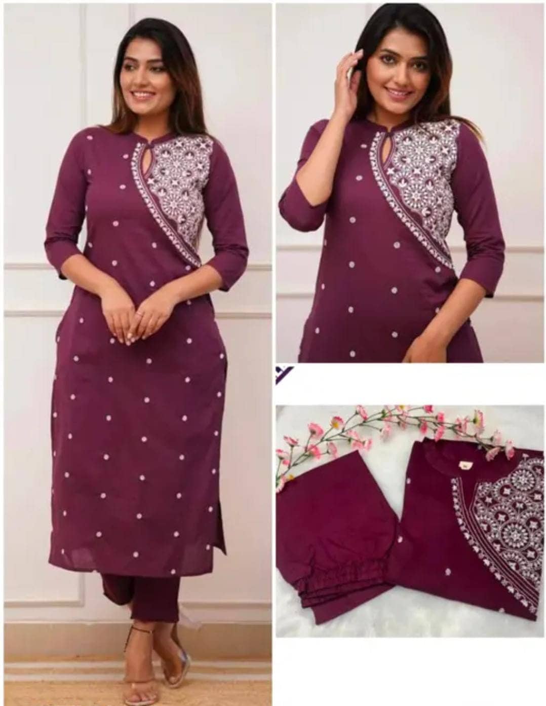 Shree Jee Fashion Pack of 1 Rayon Embroidered Straight Women's Kurti - ( Purple ) - Kurtis, Tunics | Buy online on ZillyBuy