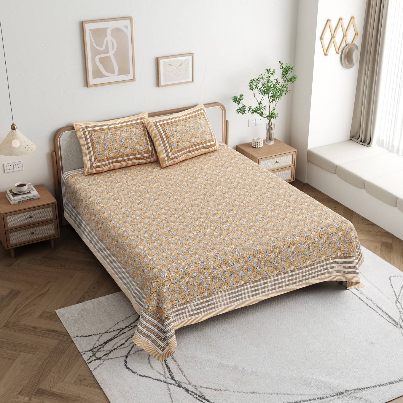 Shubastik Cotton 1 Double Queen Bedsheet with 2 Pillow Covers ( Yellow )     			Shubastik Cotton 1 Double Queen Bedsheet with 2 Pillow Covers ( Yellow )