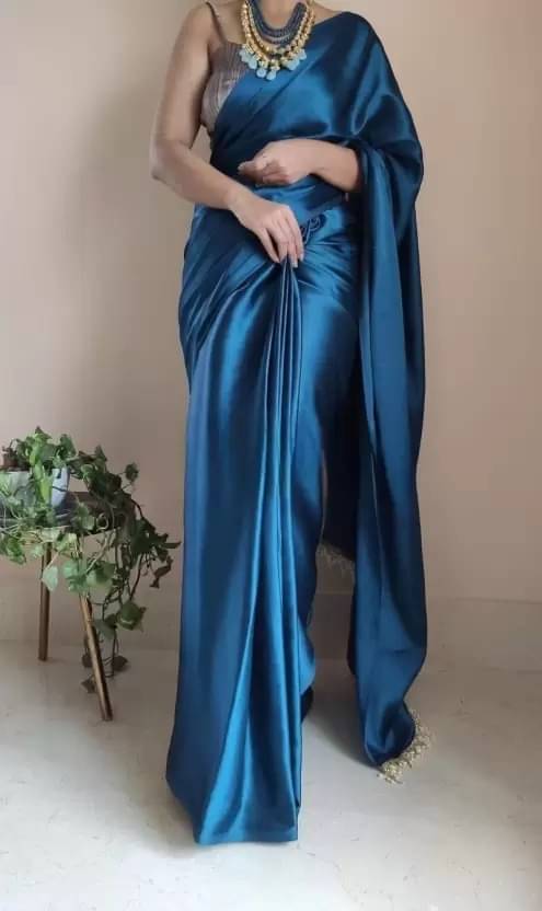     			Suntex Satin Solid Saree With Unstitched Blouse Piece ( Multicolor 2 )