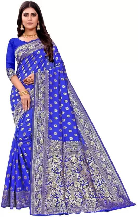     			Suntex Silk Woven Saree With Unstitched Blouse Piece ( Blue )