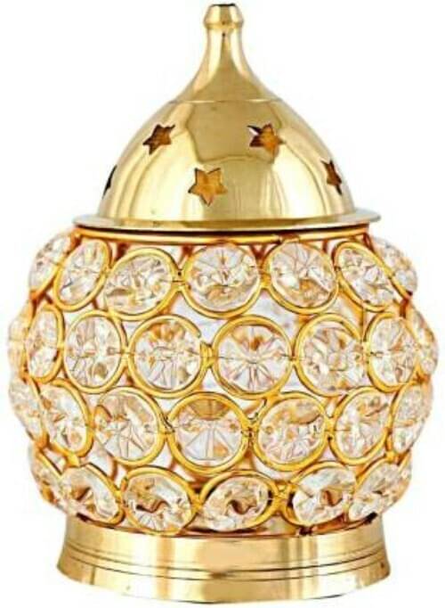     			T-KA108 Brass Akhand Diya | Diamond Crystal Deepak/Dia