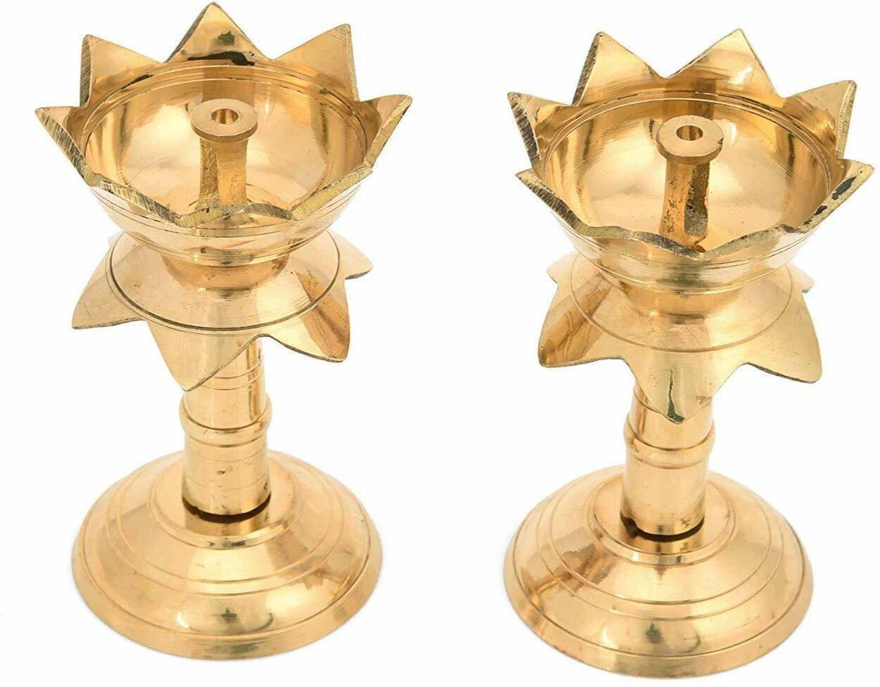     			T-KA108 Brass Lotus Shape Pillar Stand Akhand Diya ( 4 inches )
