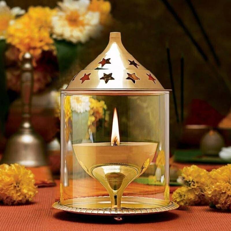     			T-KA108 Crystal Clear Glass Akhand Diya Glass Udupi Diya ( 5 inches )