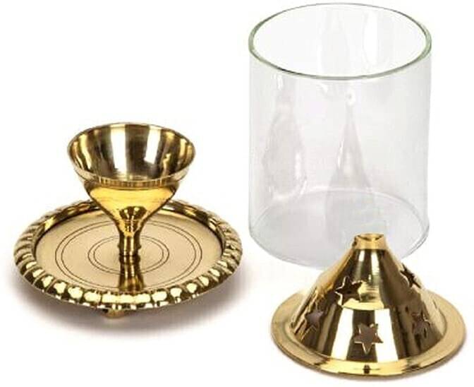     			T-KA108 INCH AKHAND Diya Oil LAMP Pooja with Glass -Extra Large( 6 inches )
