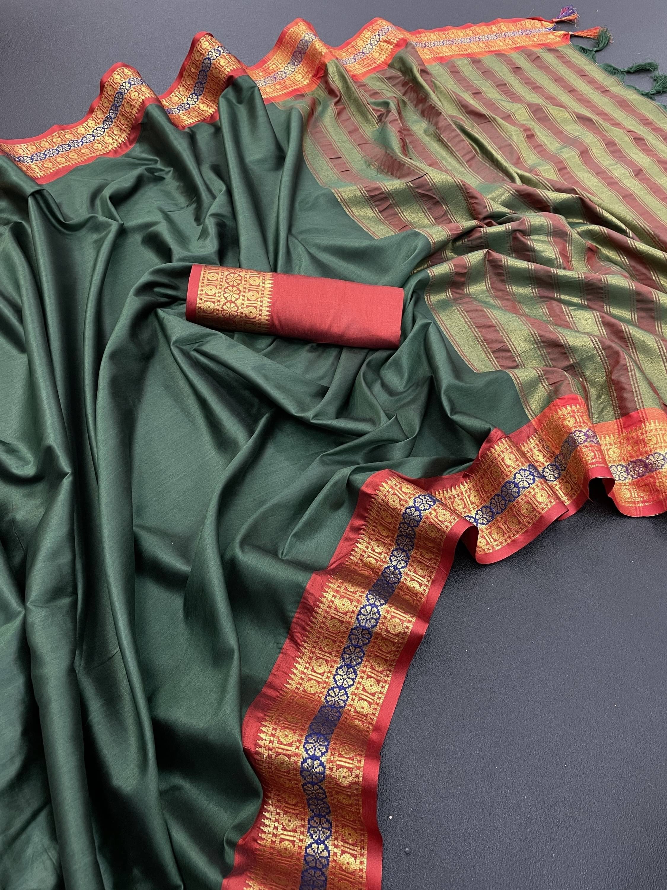     			Vastukala Art Silk Woven Saree With Unstitched Blouse Piece ( Green )