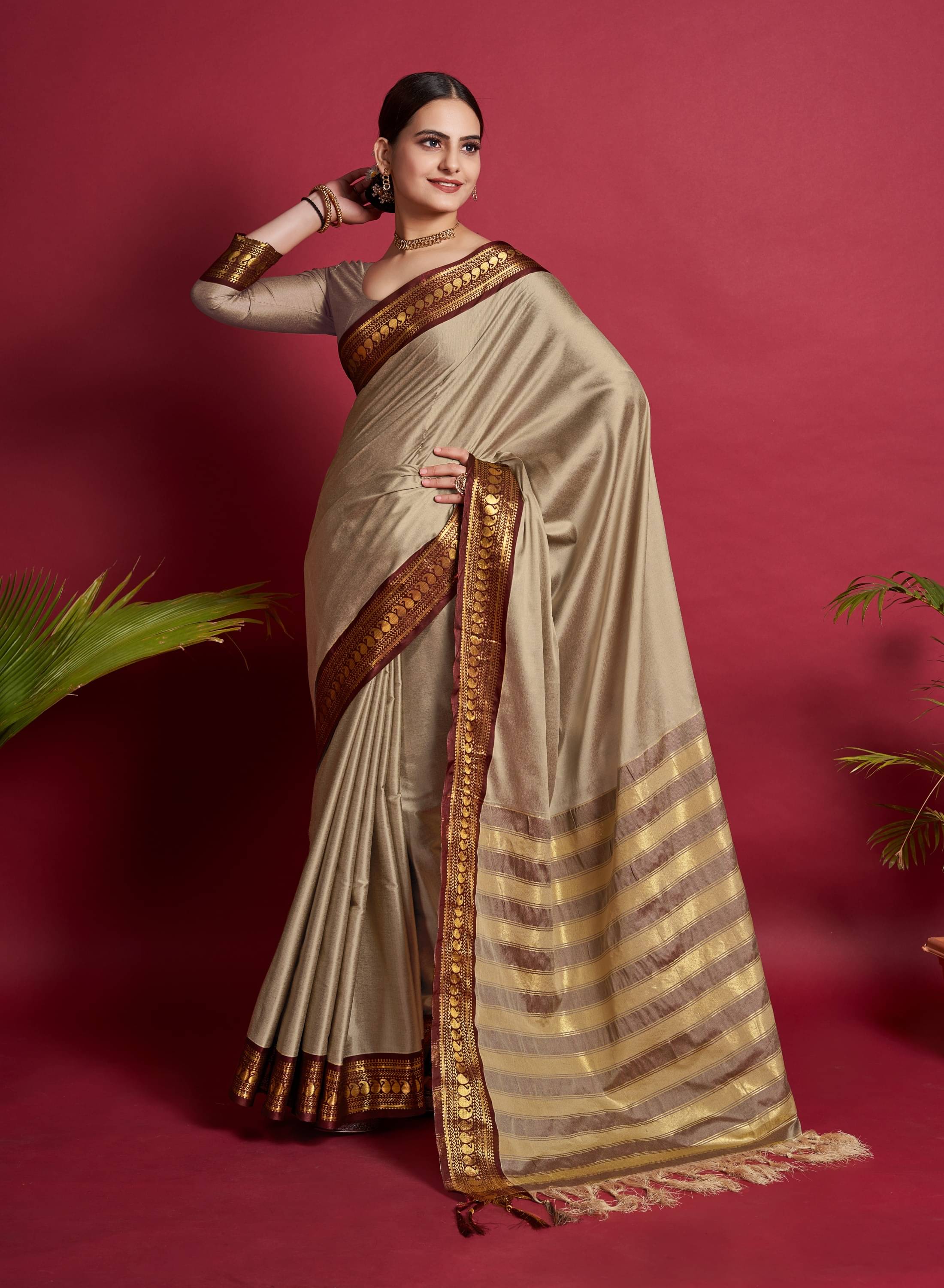     			Vastukala Art Silk Embellished Saree With Unstitched Blouse Piece ( Multicolor )
