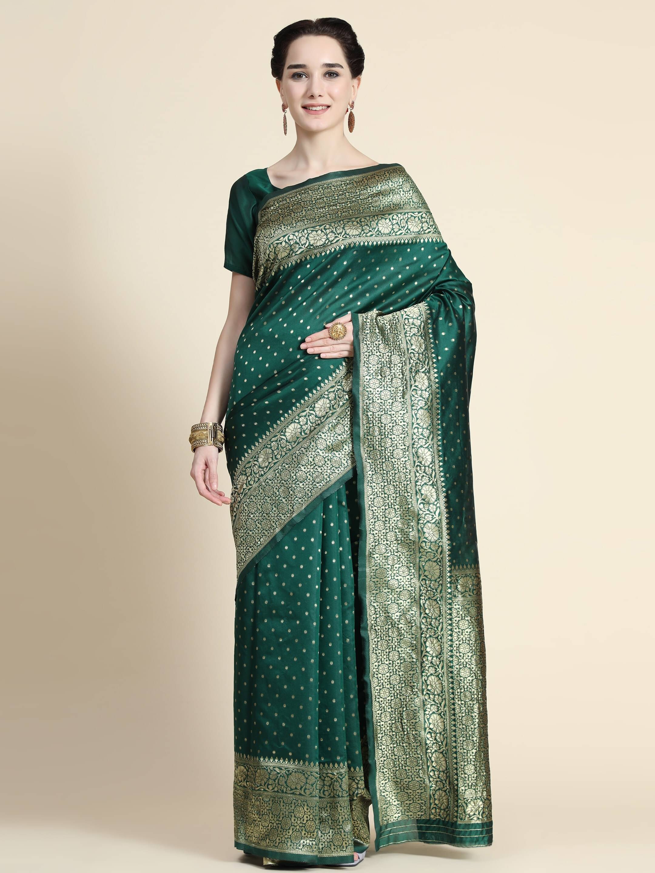     			Vastukala Silk Woven Saree With Unstitched Blouse Piece ( Green )