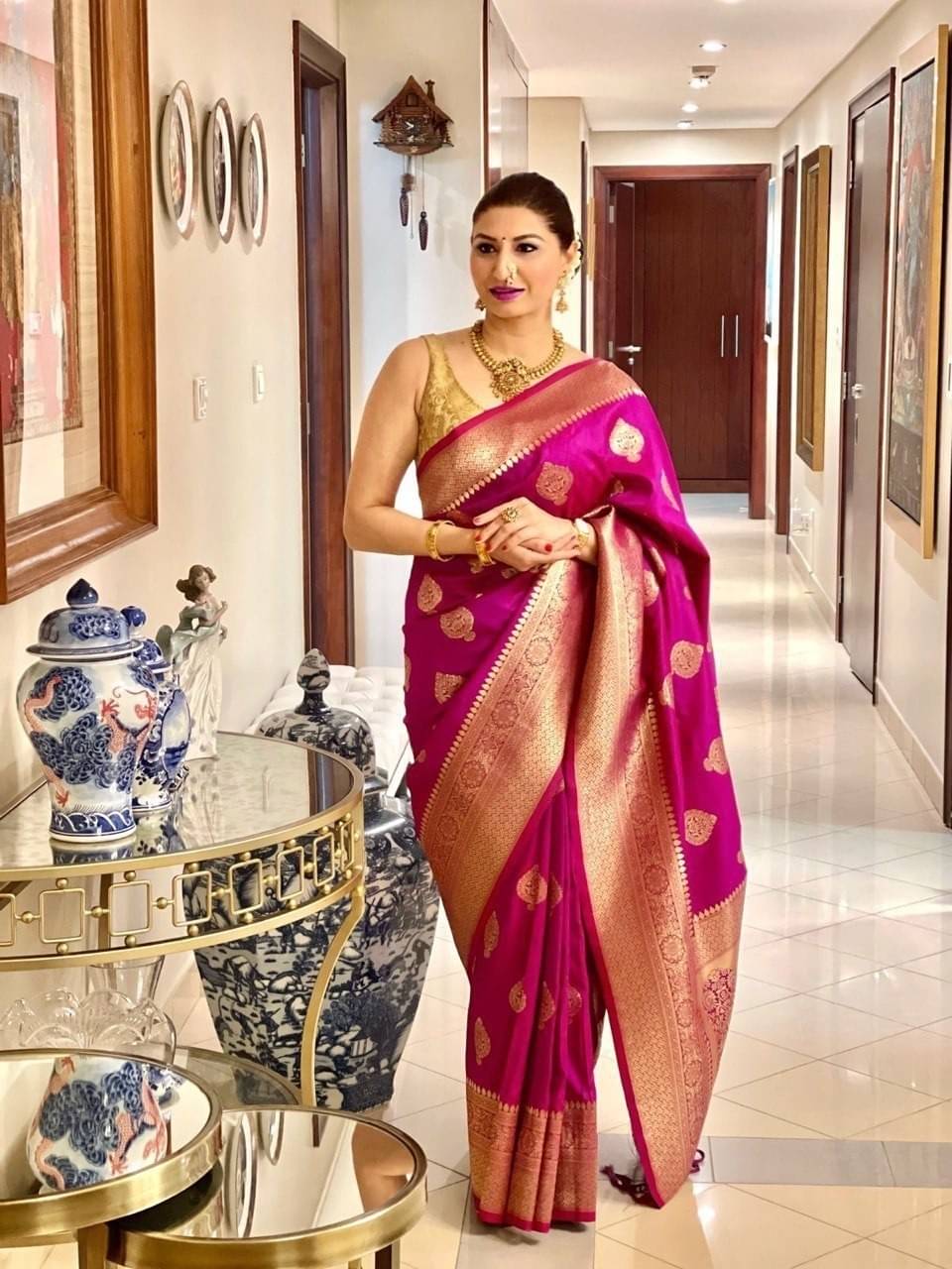     			Vastukala Art Silk Woven Saree With Unstitched Blouse Piece ( Pink )