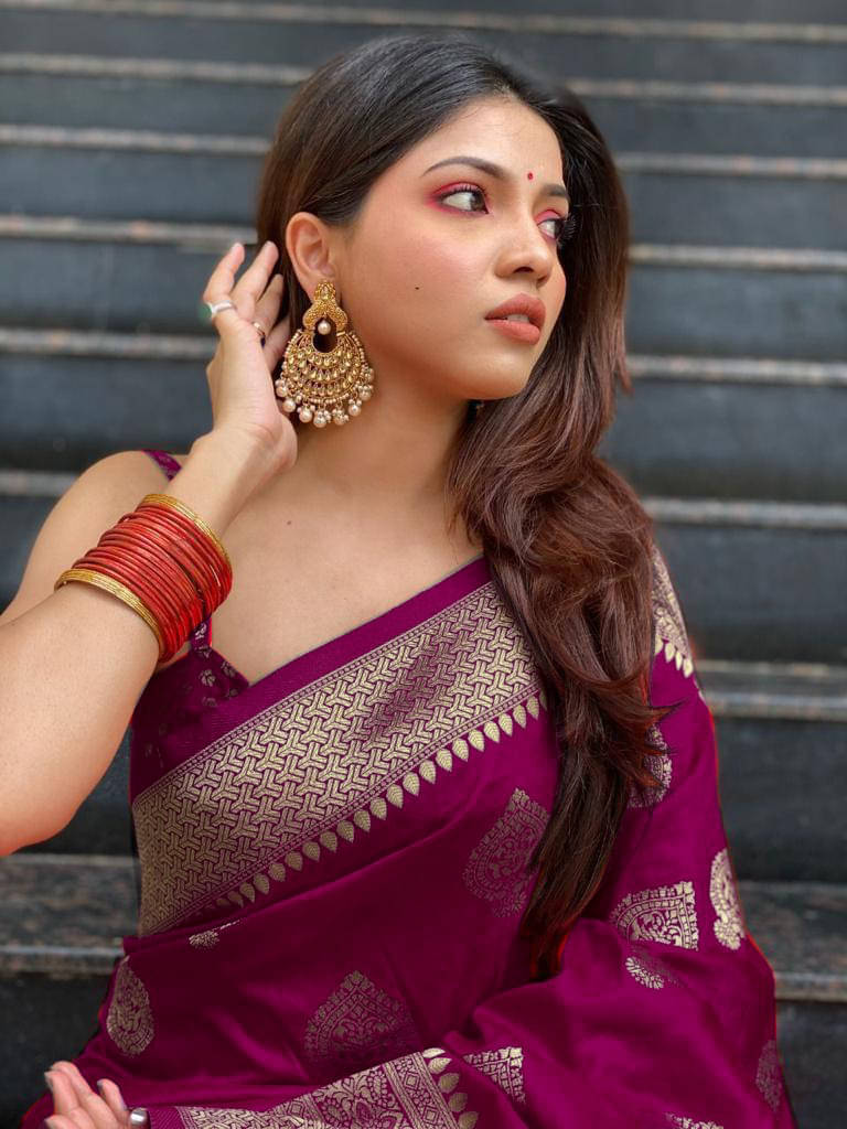     			Vastukala Art Silk Woven Saree With Unstitched Blouse Piece ( Purple )