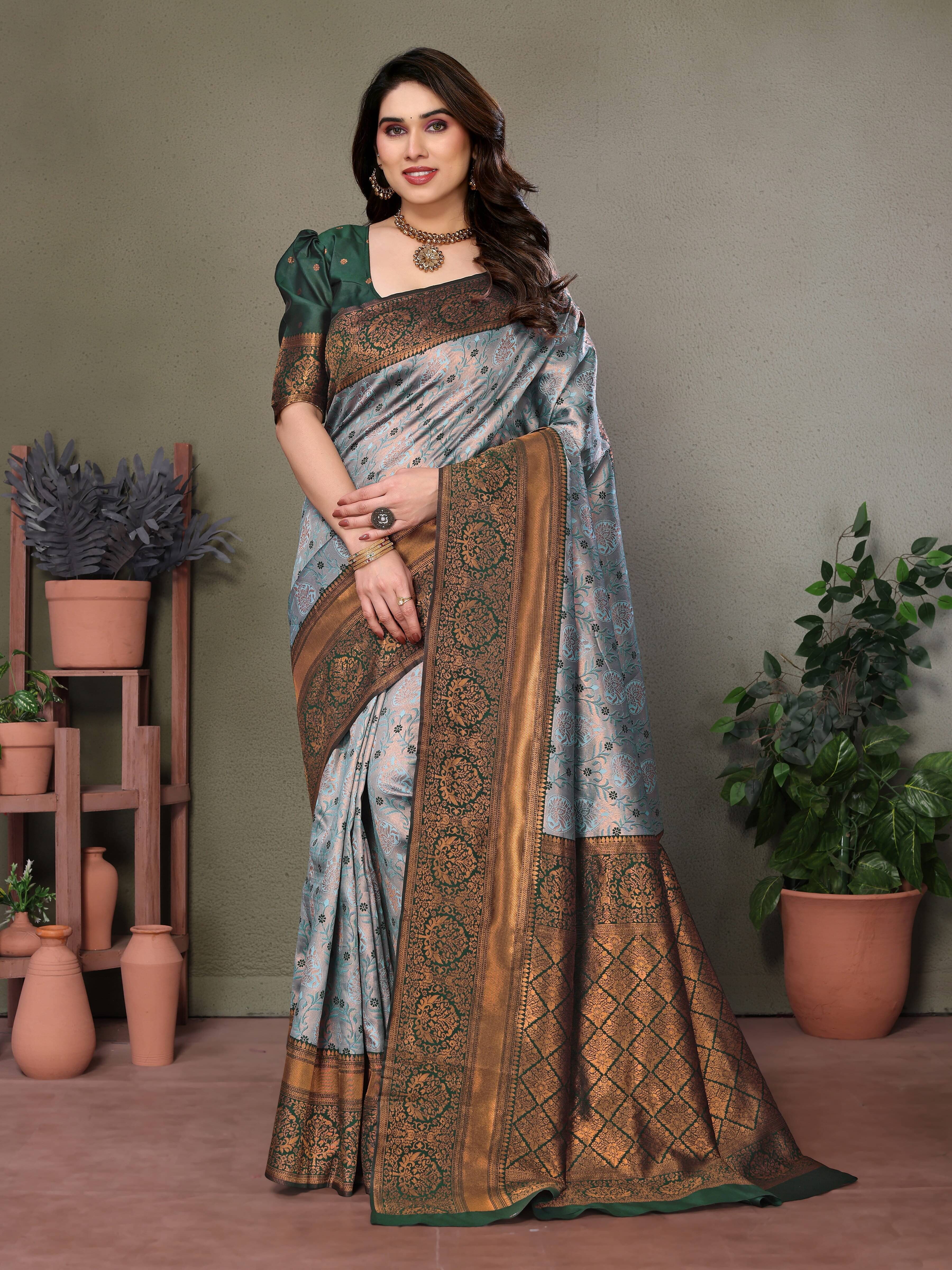 Vastukala Art Silk Woven Saree With Unstitched Blouse Piece ( Green )     			Vastukala Art Silk Woven Saree With Unstitched Blouse Piece ( Green )