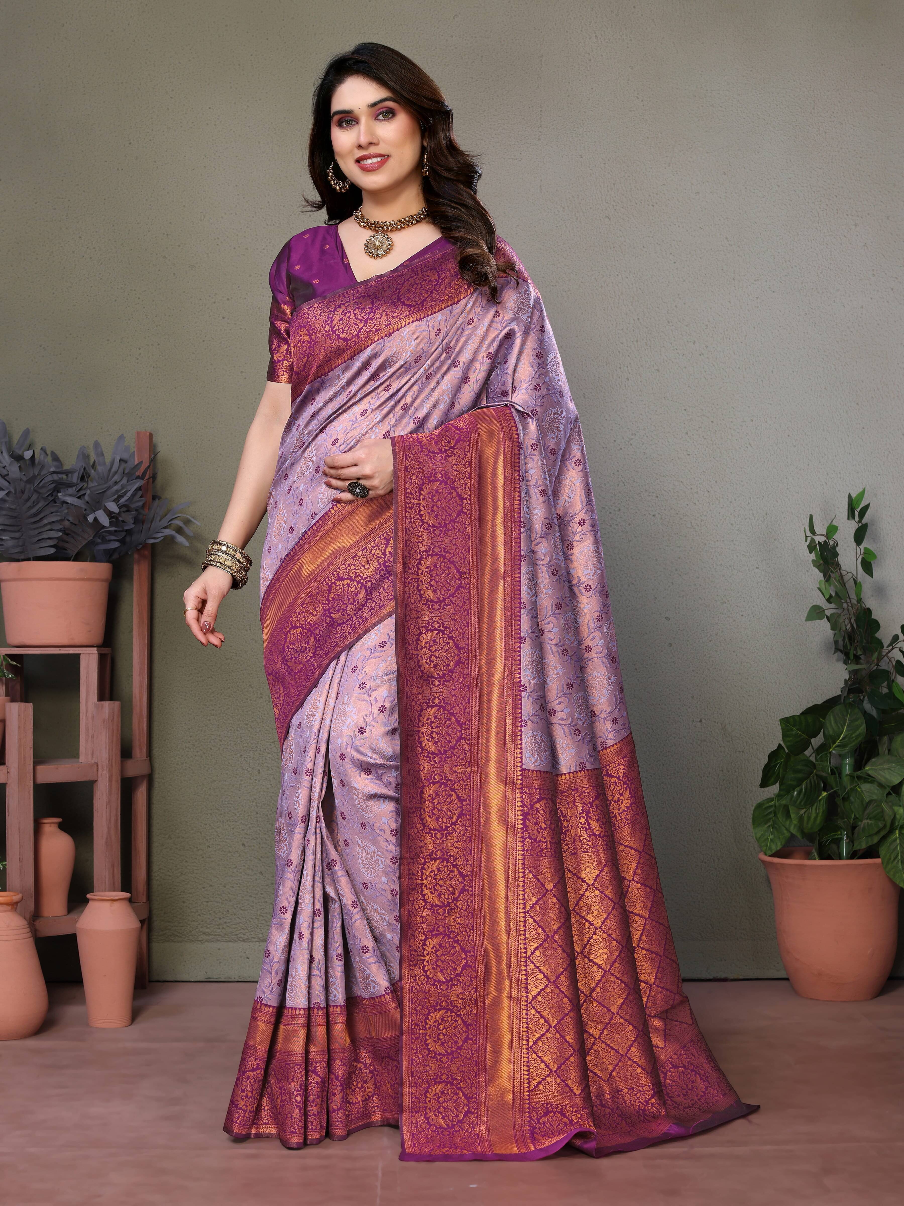 Vastukala Art Silk Woven Saree With Unstitched Blouse Piece ( Purple ) Vastukala Art Silk Woven Saree With Unstitched Blouse Piece ( Purple )