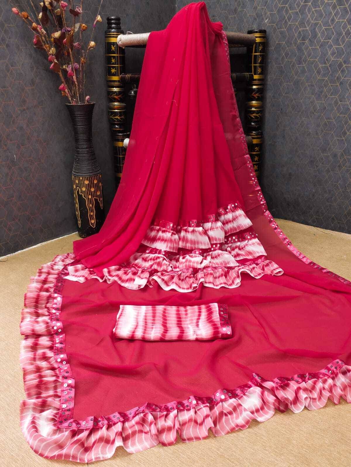Vastukala Georgette Printed Saree With Unstitched Blouse Piece ( Pink ) Vastukala Georgette Printed Saree With Unstitched Blouse Piece ( Pink )