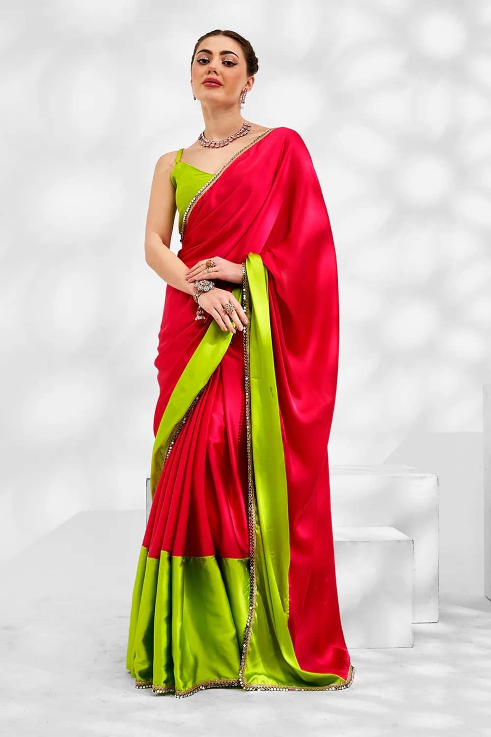 Vastukala Georgette Embellished Saree With Unstitched Blouse Piece ( Multicolor ) - Sarees | Buy online on ZillyBuy