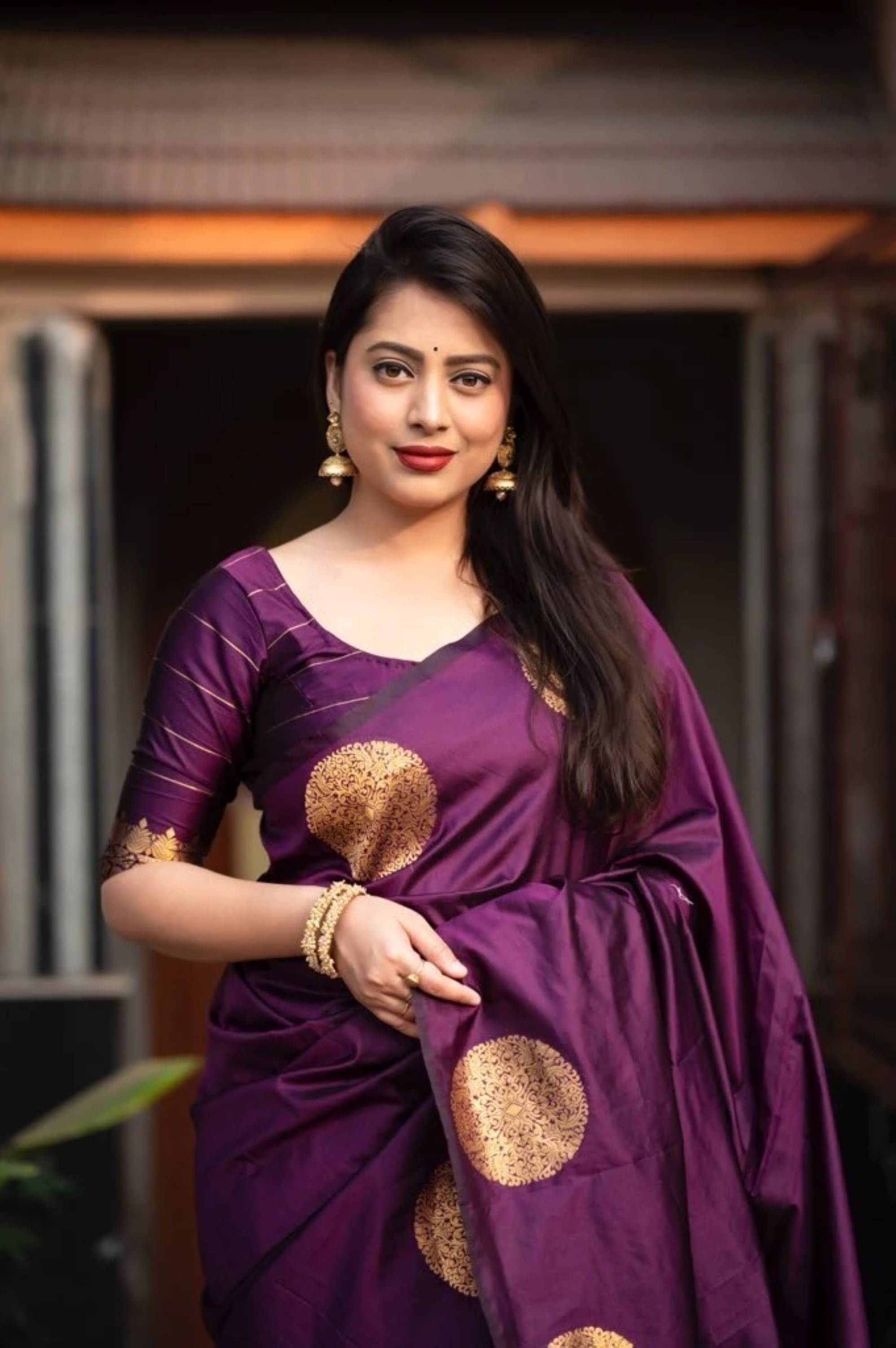     			Vastukala Silk Woven Saree With Unstitched Blouse Piece ( Purple )