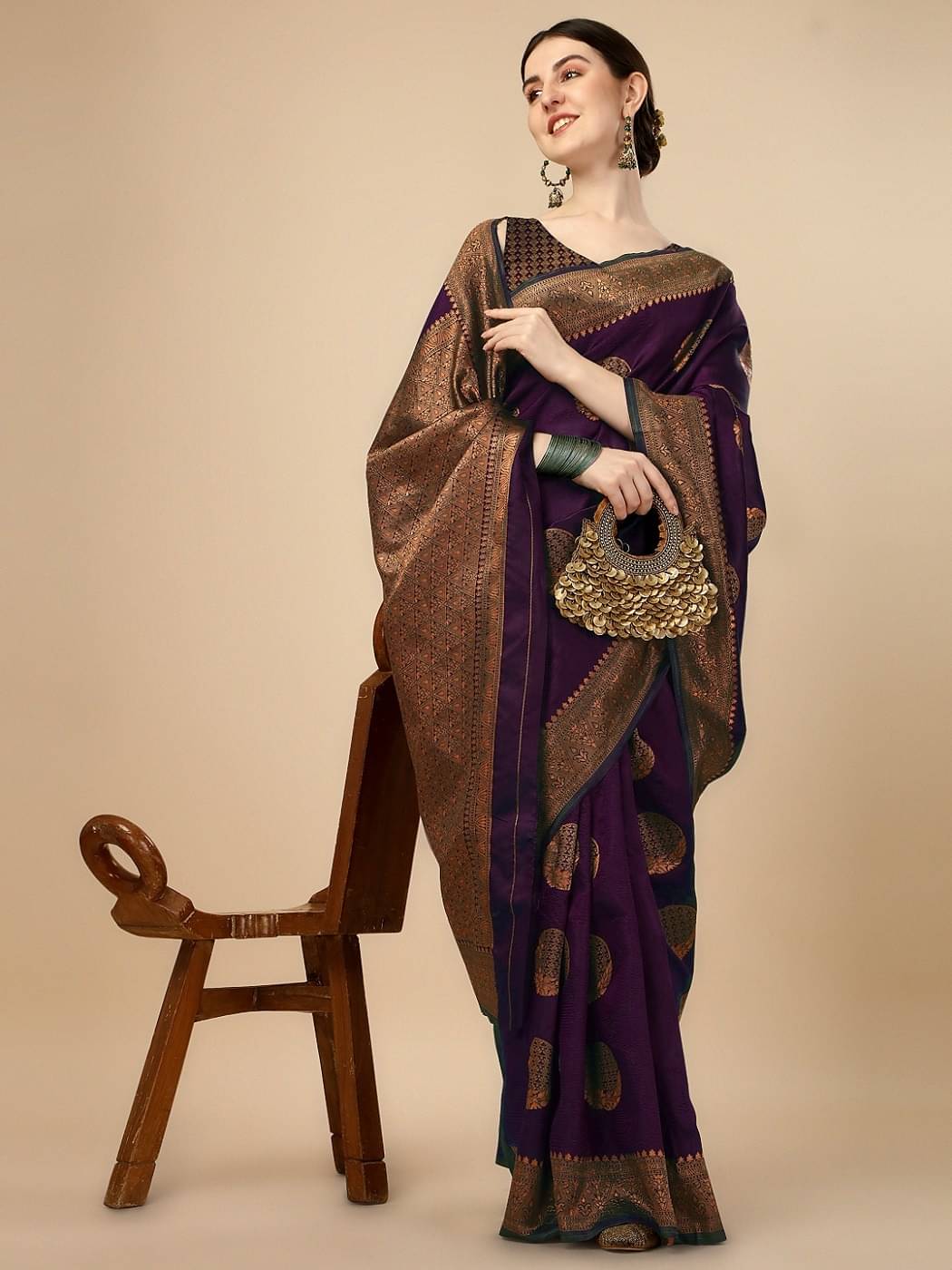     			Vastukala Silk Woven Saree With Unstitched Blouse Piece ( Purple )