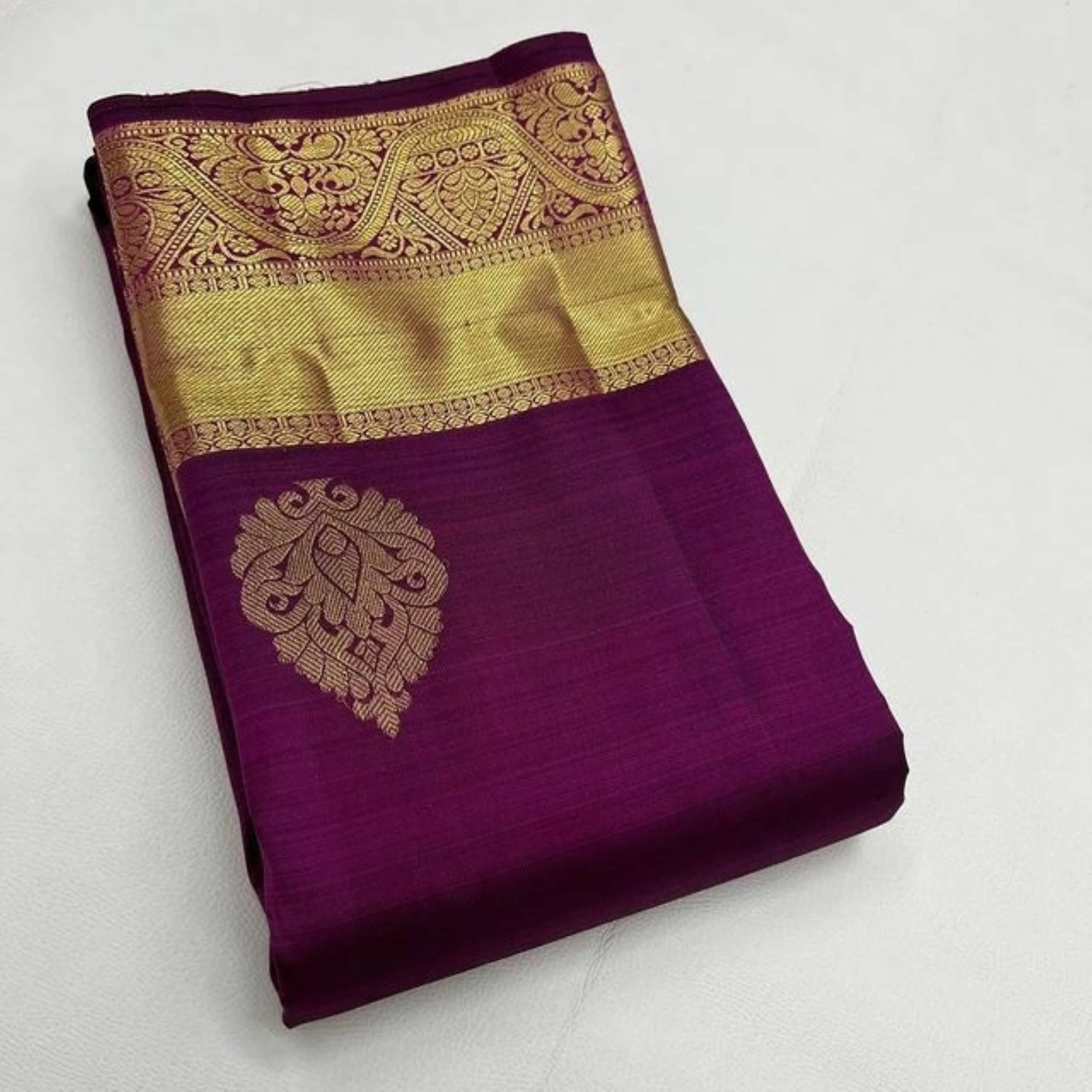     			Vastukala Silk Woven Saree With Unstitched Blouse Piece ( Purple )